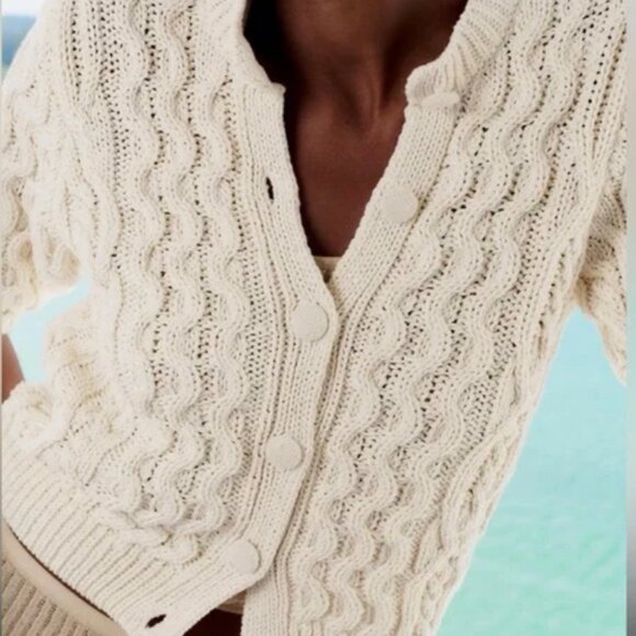 Zara cream/beige short sleeve sweater - Picture 3 of 4